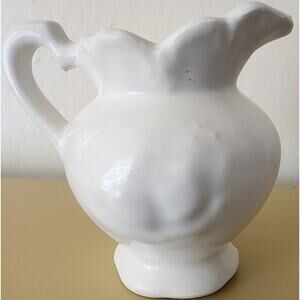 Pretty Camark Deluxe Artware Miniature White Embossed Pitcher Creamer Jug VTG